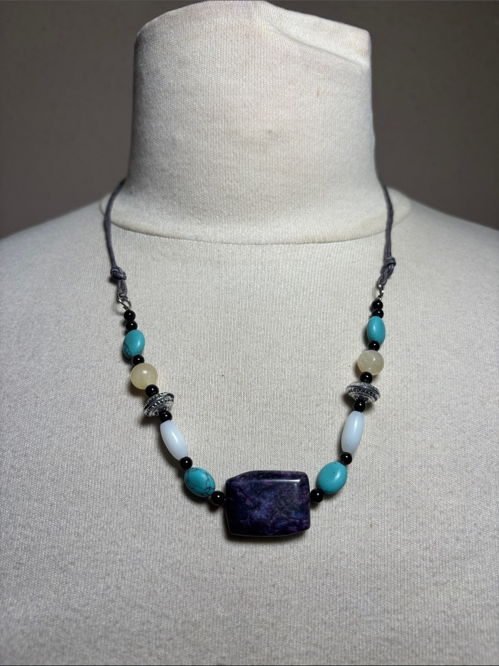 Southwestern Gemstone Beaded Rope Necklace 18”